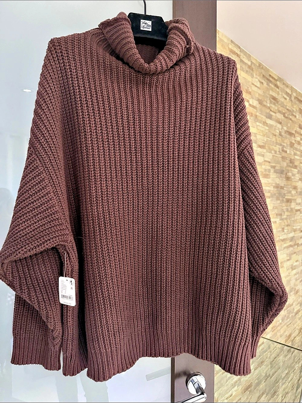 Free People C8114 Cowl Neck Sweater Brown Size Large NWT